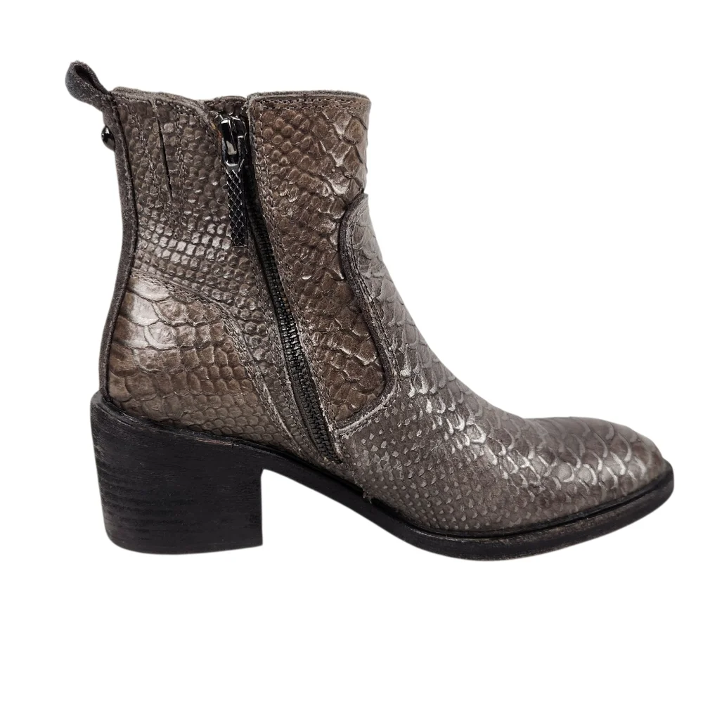 Donald J Pliner Erryn Bronze Snakeskin Leather Suede Ankle Boots Womens Size 5.5